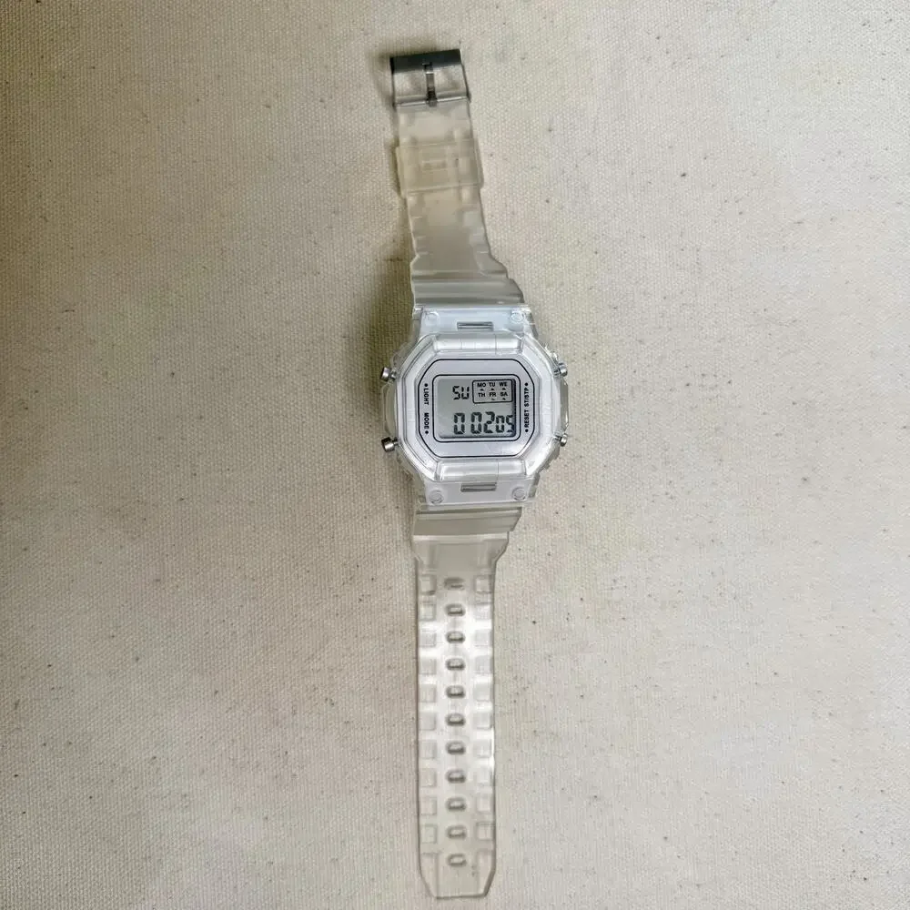 Clear Digital Watch White Accents Unisex Y2K Style Quartz New